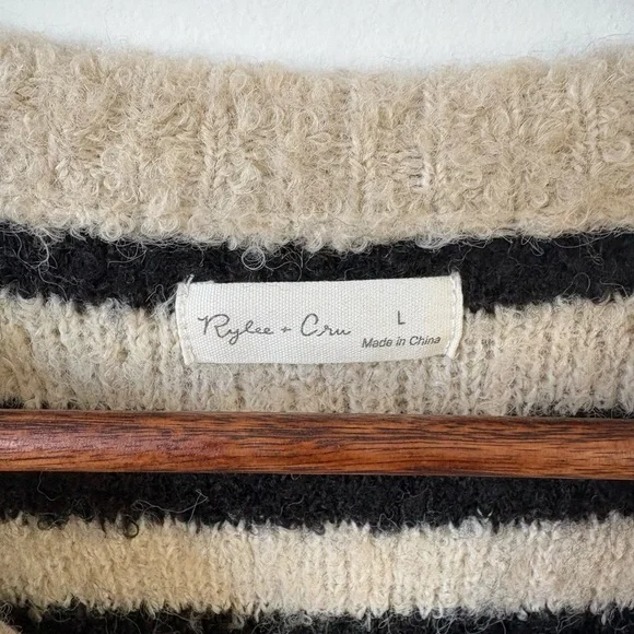 Rylee + Cru Black and Cream Striped Sweater - Picture 2 of 3